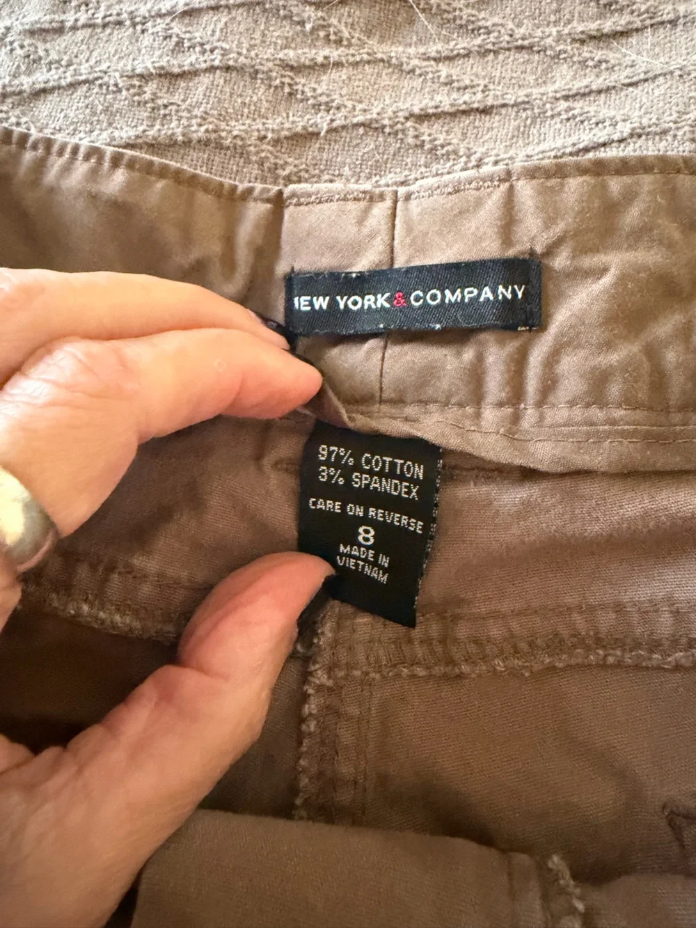 New York & Company Tan Cotton Shorts with Button Pockets